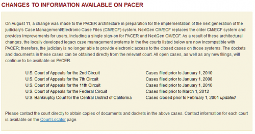 PACER Notice